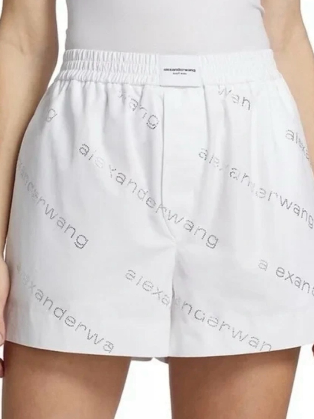 Alexander Wang White Logo-Print Women's Shorts Size Large